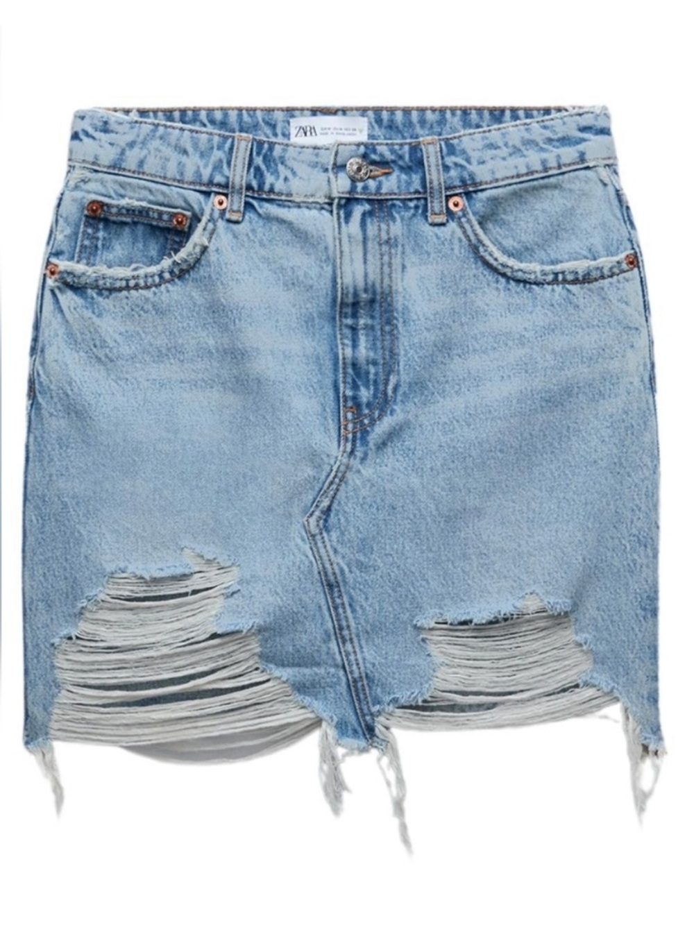 Zara Denim Distressed Skirt